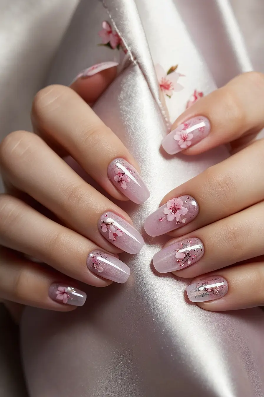 CLEAR PINK ACRYLIC NAILS 14