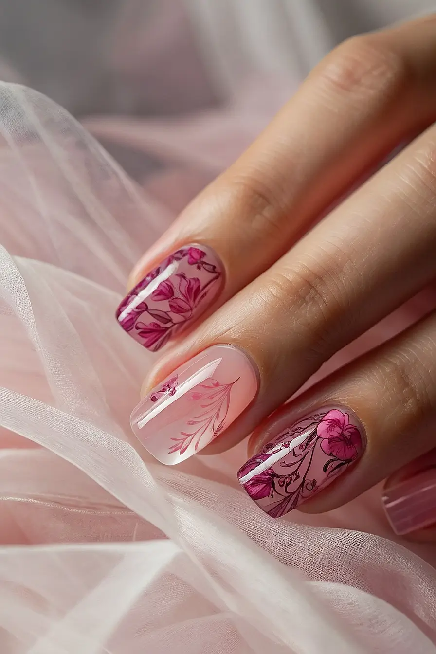 CLEAR PINK ACRYLIC NAILS 4 1
