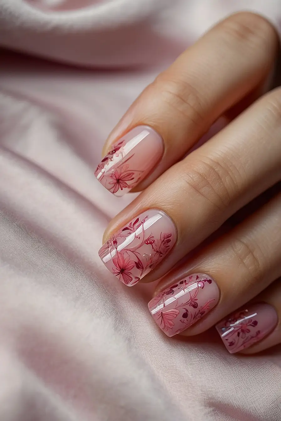 Clear Pink Acrylic Nails