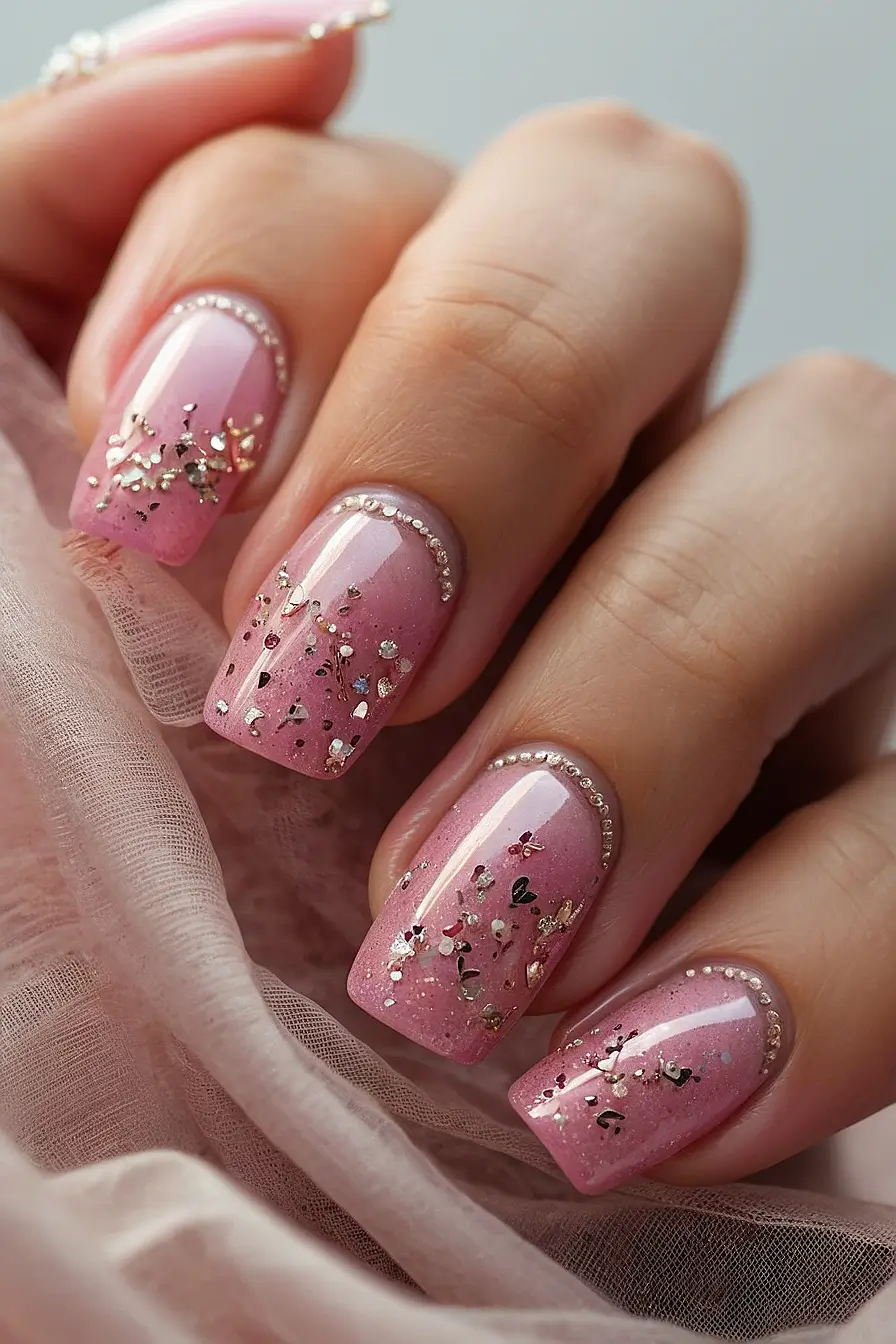 HOT PINK NAILS WITH GLITTER 10