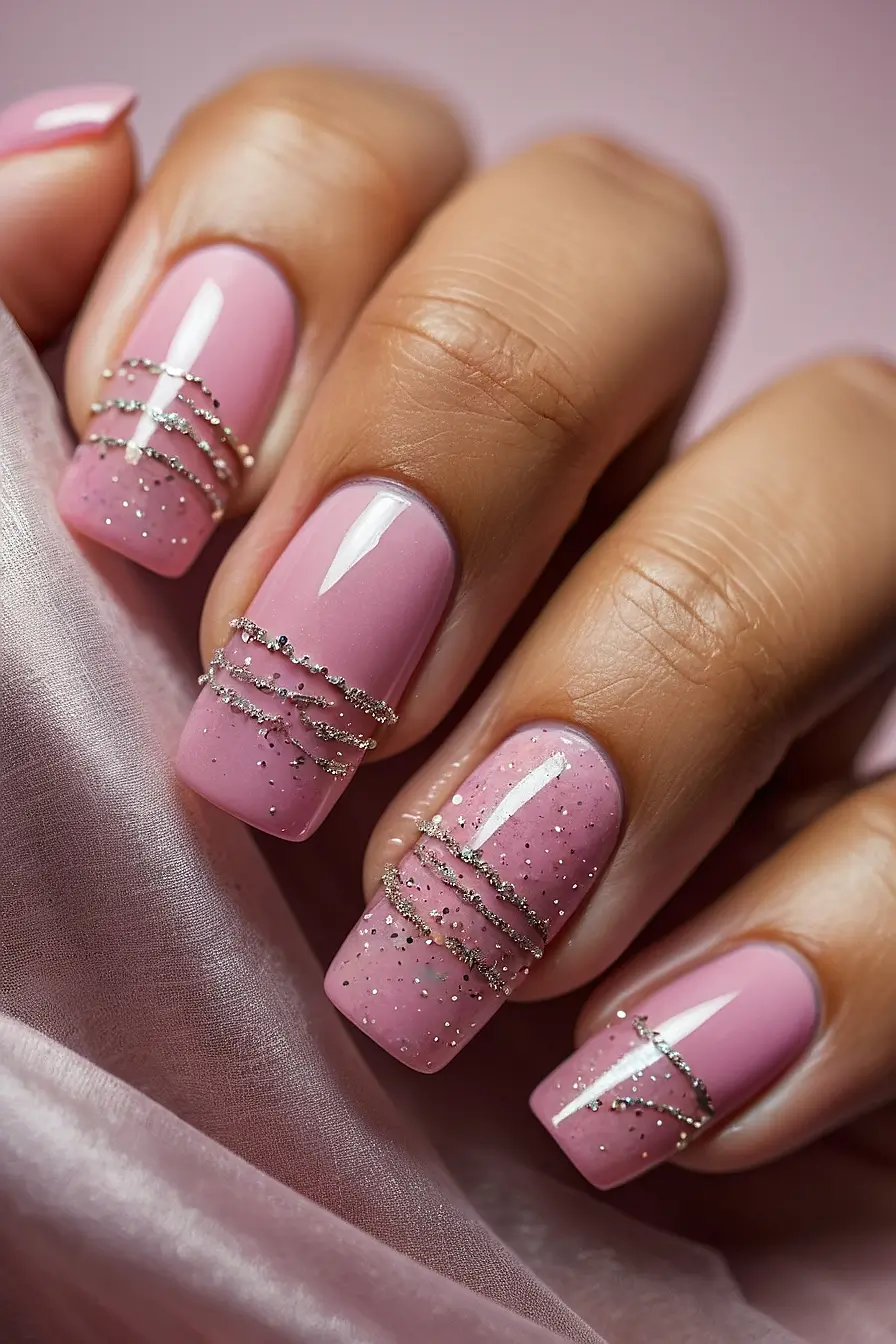 HOT PINK NAILS WITH GLITTER 11