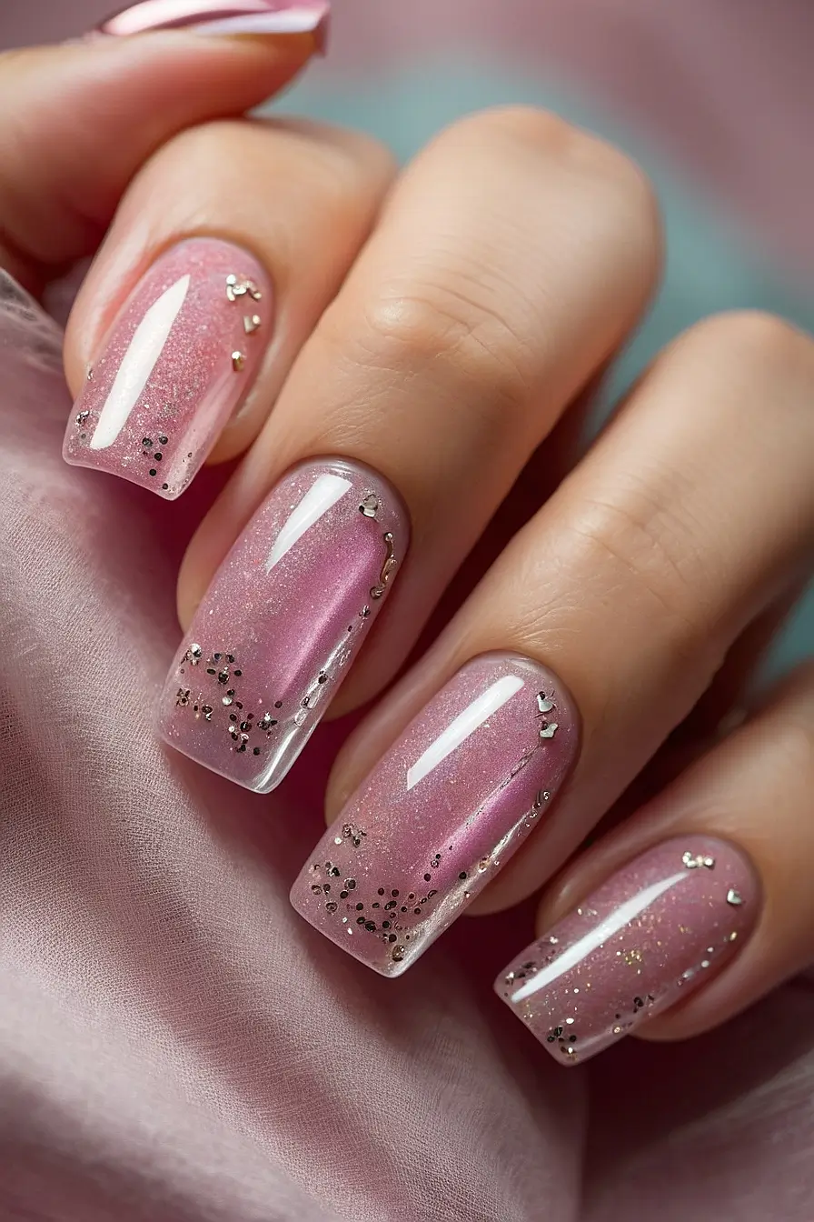 HOT PINK NAILS WITH GLITTER 13