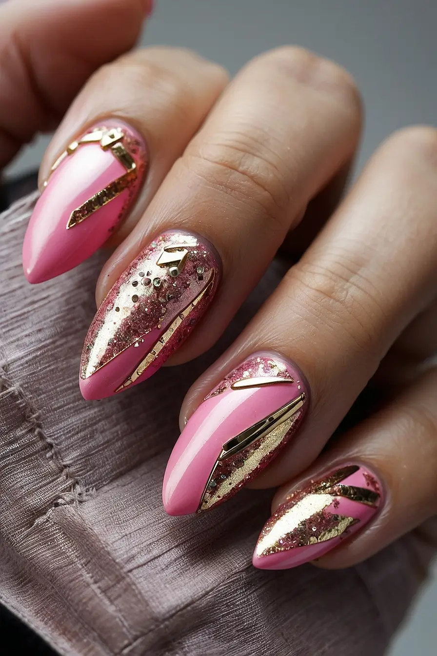 HOT PINK NAILS WITH GLITTER 20