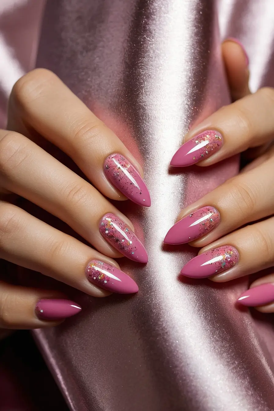 HOT PINK NAILS WITH GLITTER 22