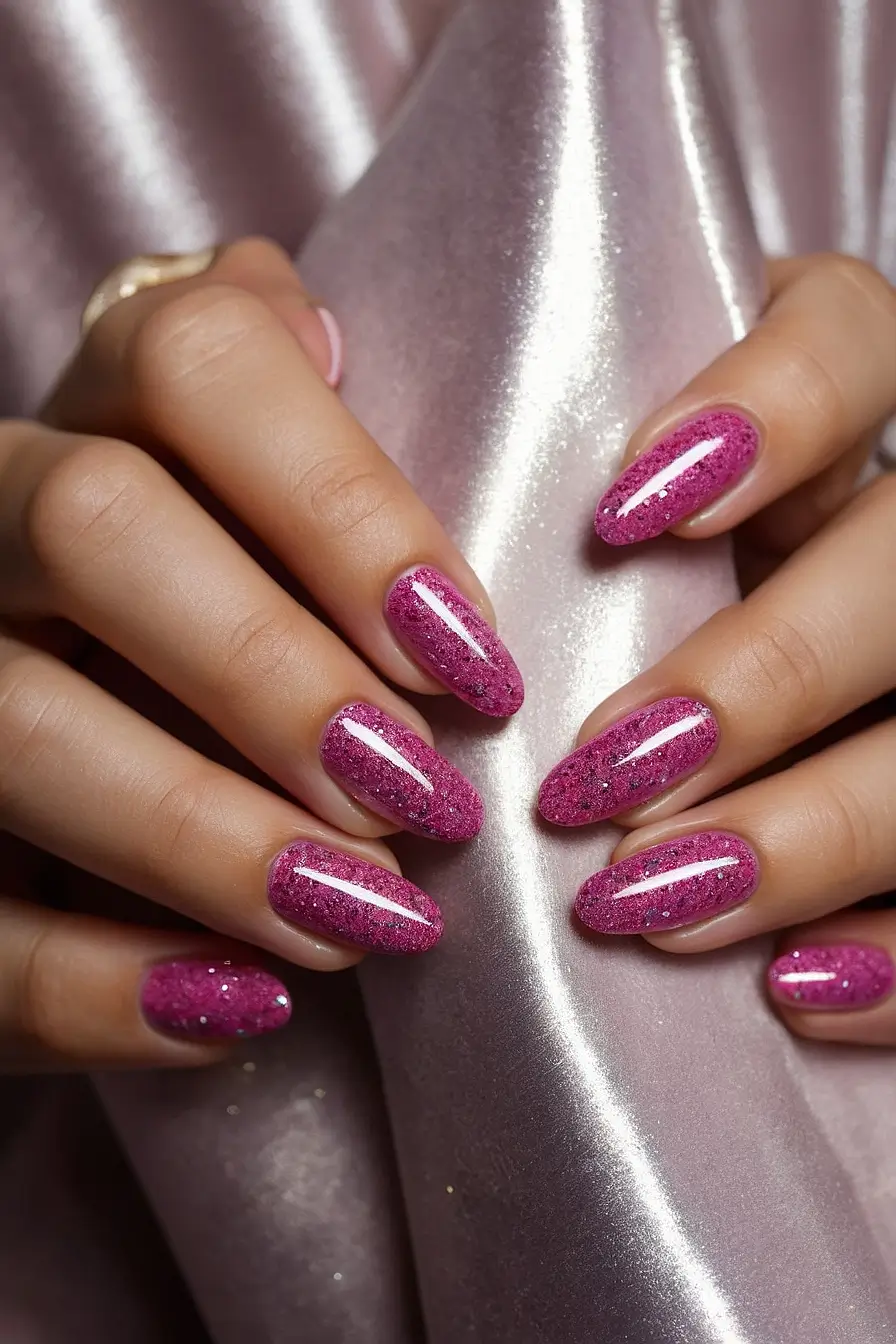 HOT PINK NAILS WITH GLITTER 25