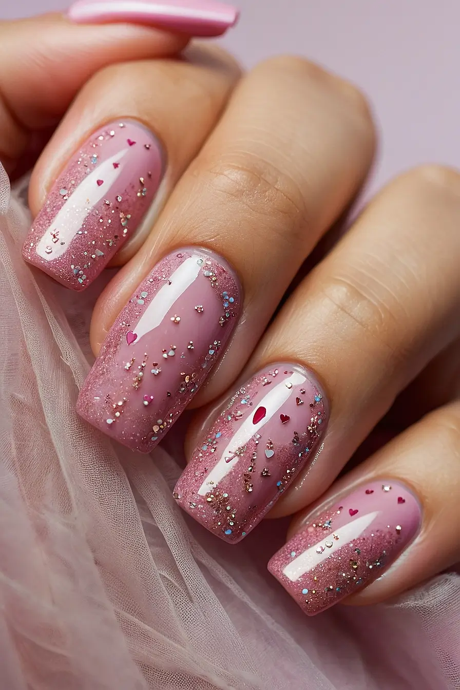 HOT PINK NAILS WITH GLITTER 6