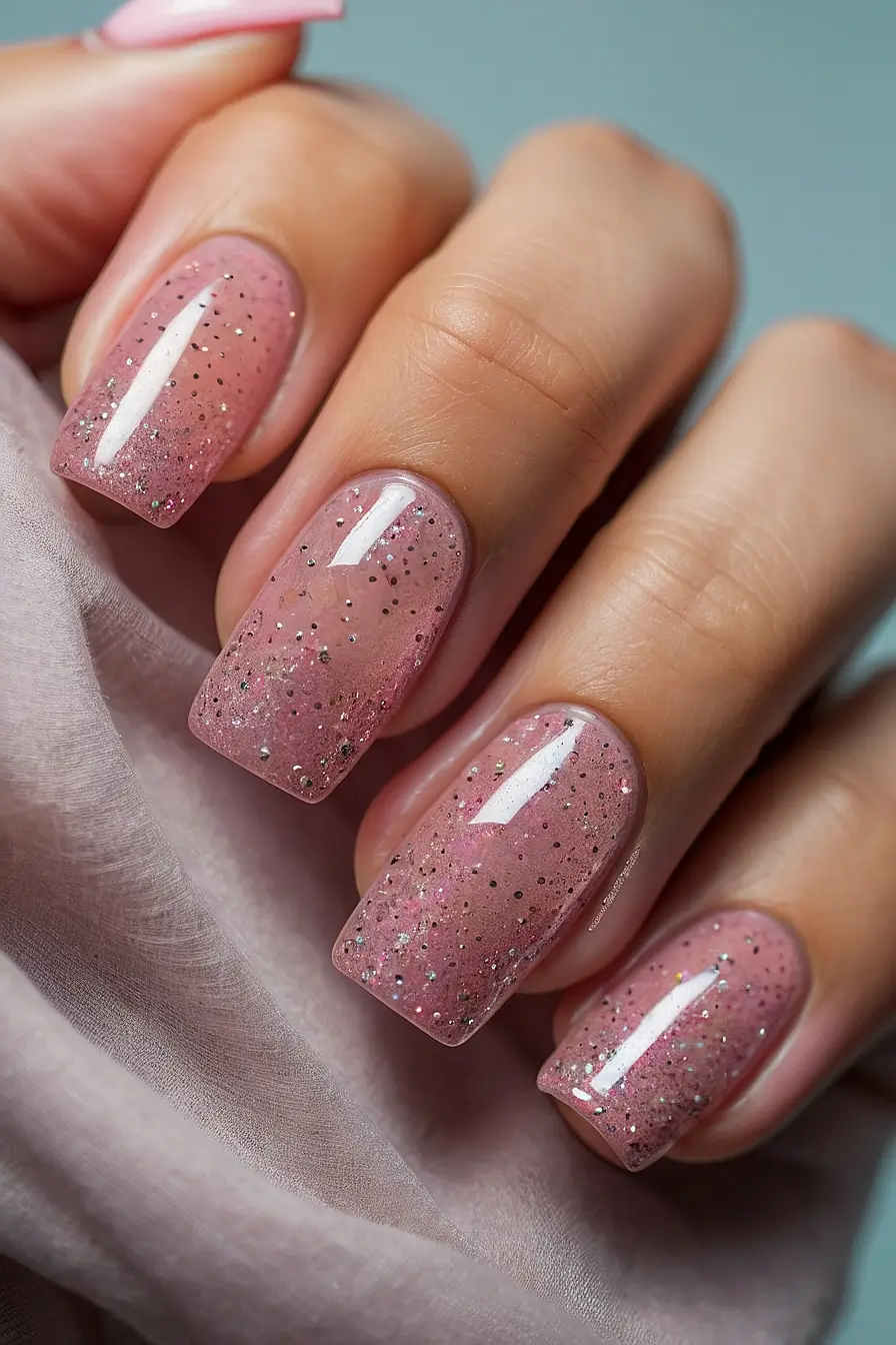 HOT PINK NAILS WITH GLITTER 7
