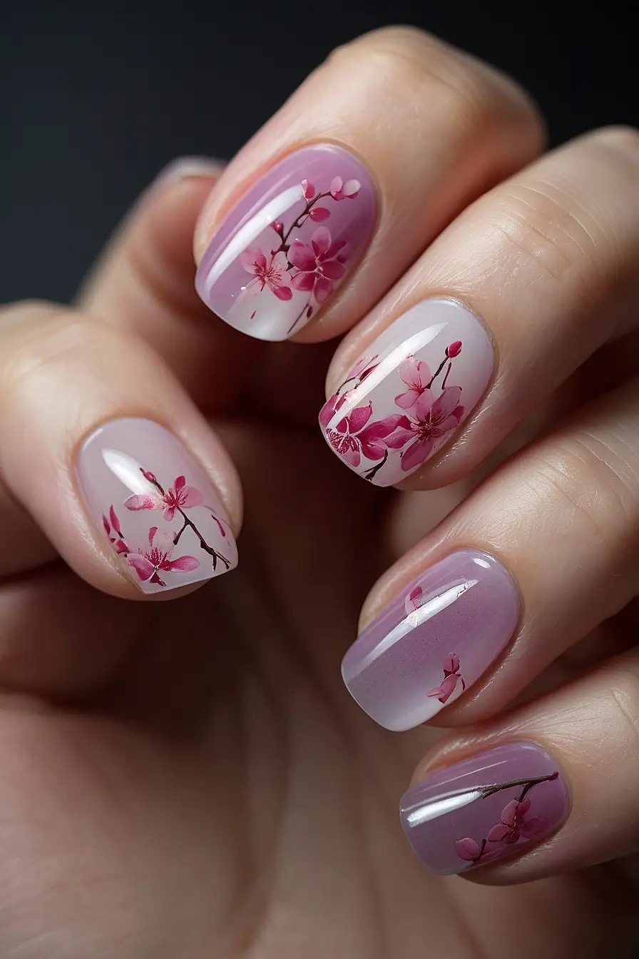 Hibiscus Flower Nails 1