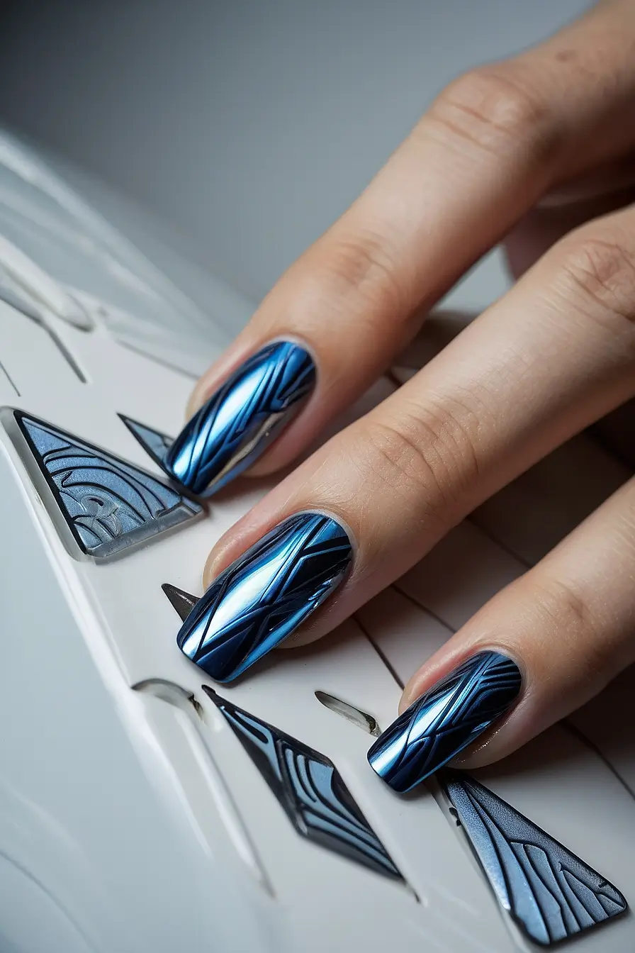 blue chrome nails 1