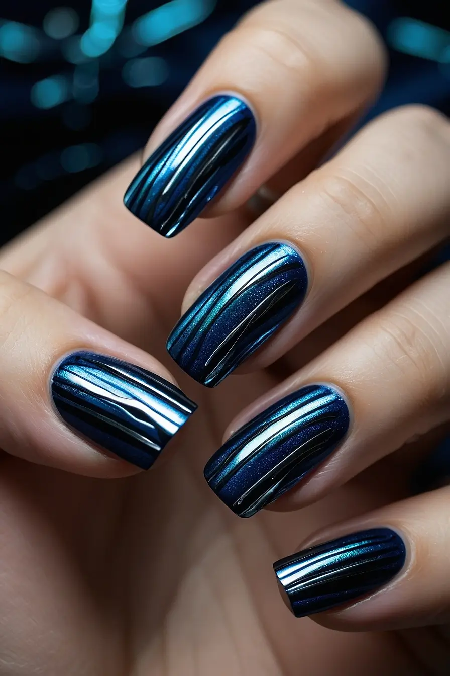 blue chrome nails 3