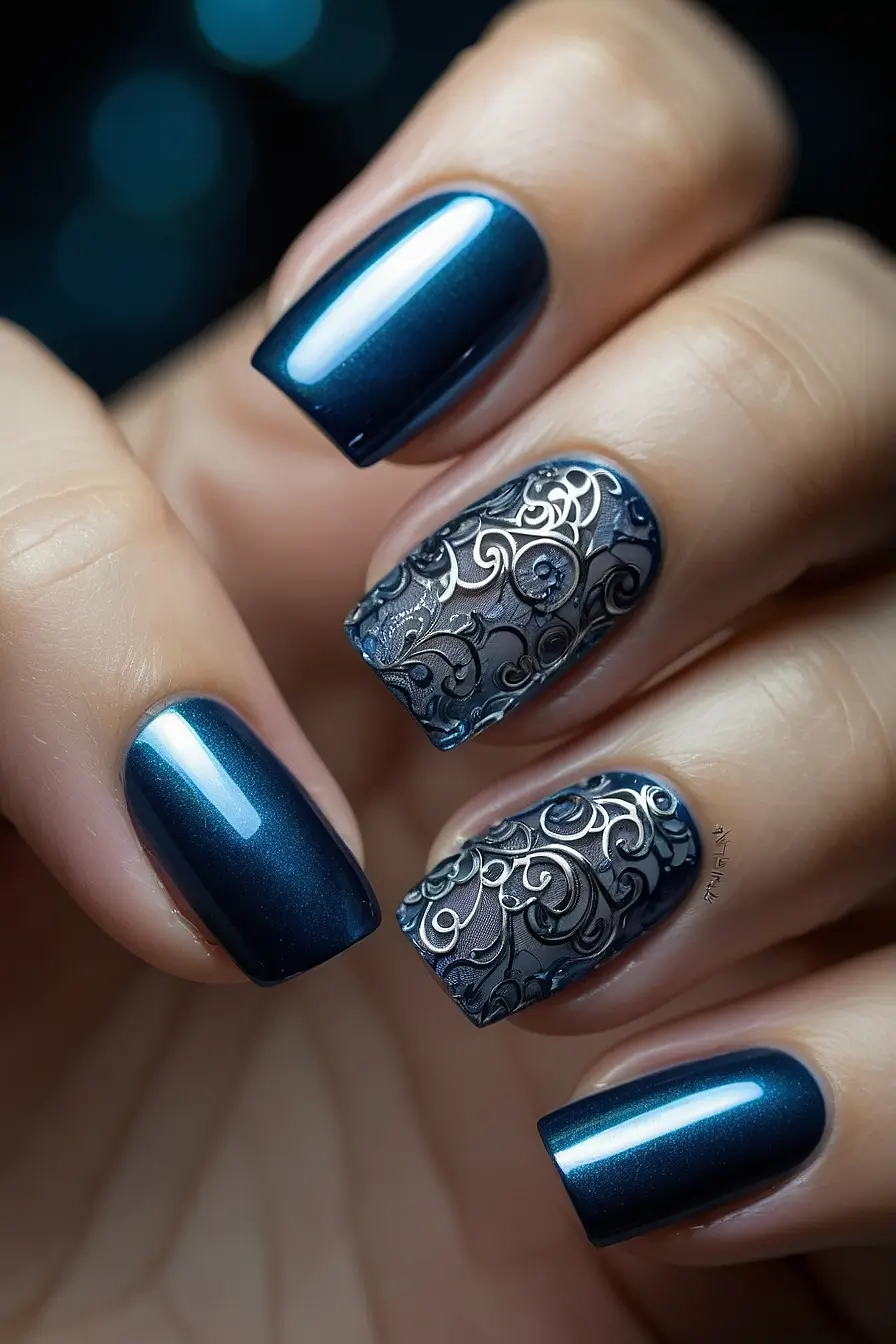 blue chrome nails 5