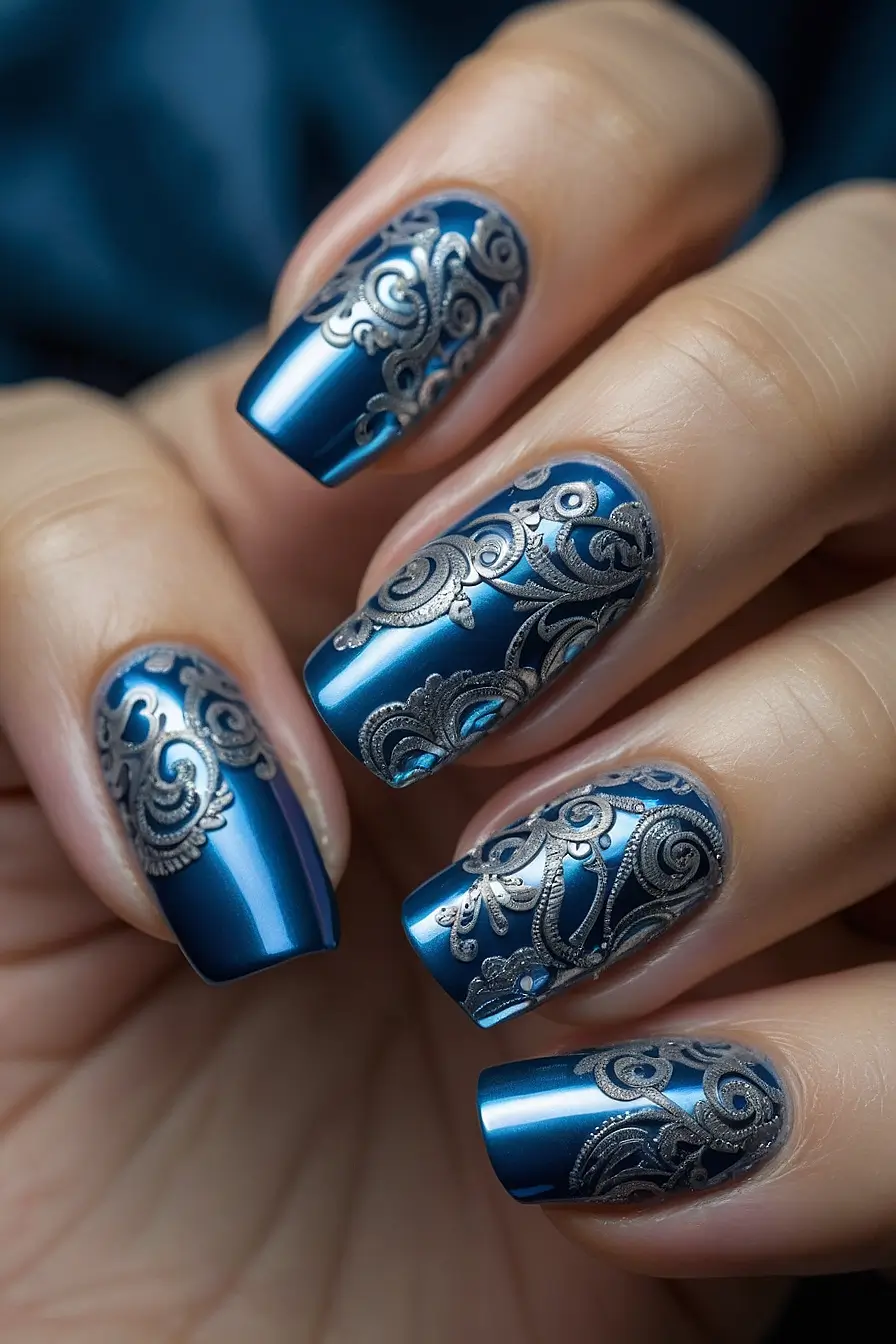 blue chrome nails 6