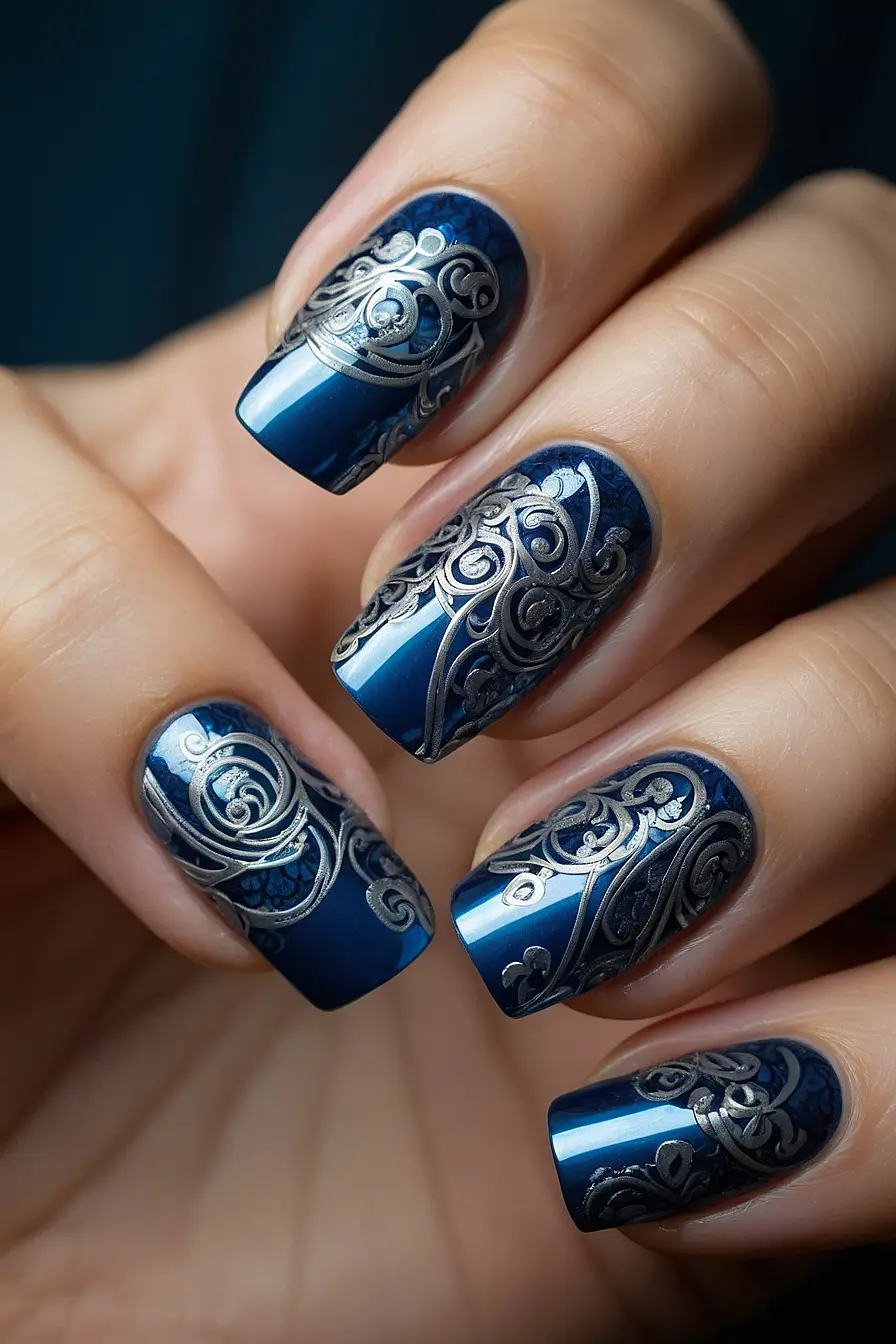 blue chrome nails 7