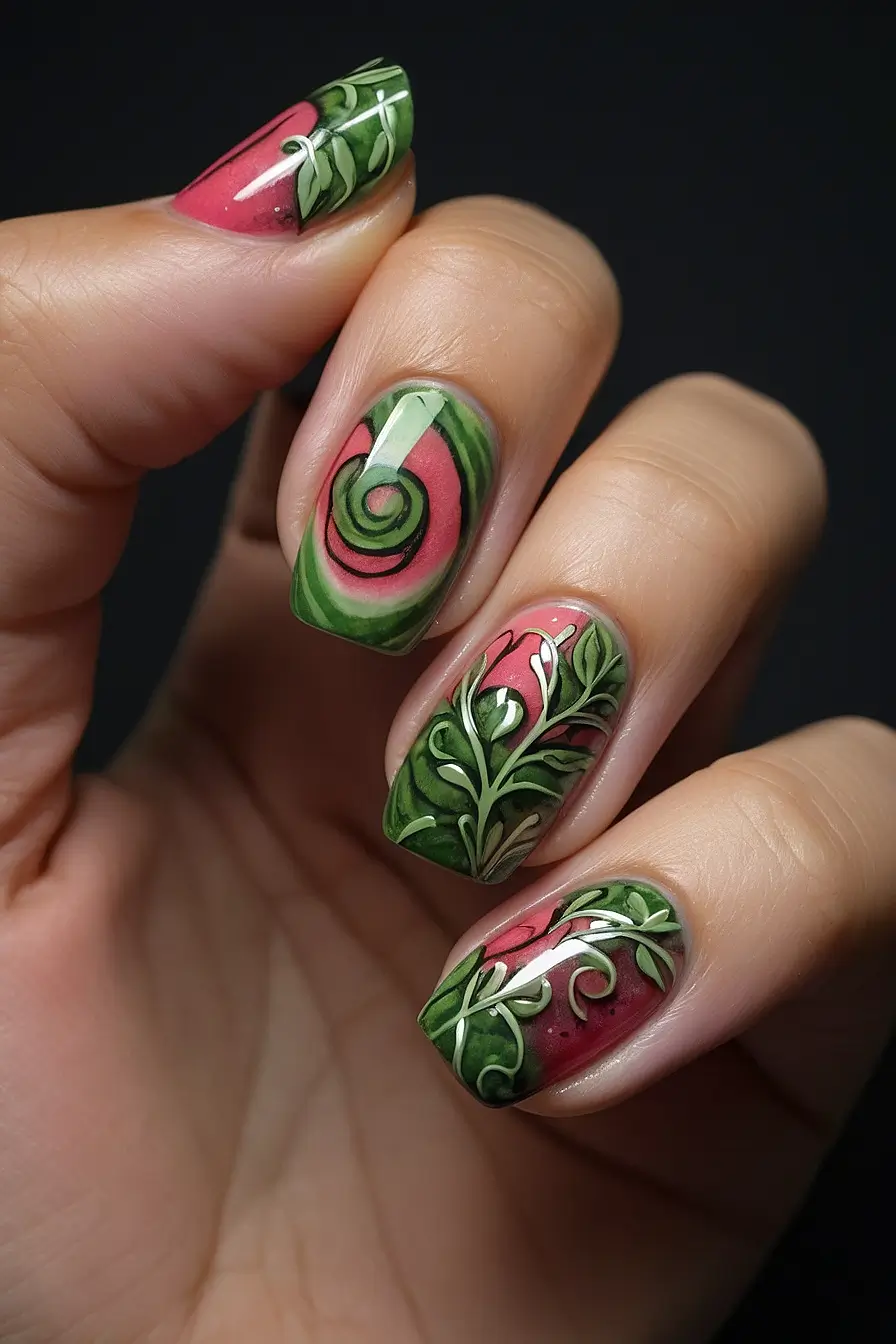 watermelon nails 9